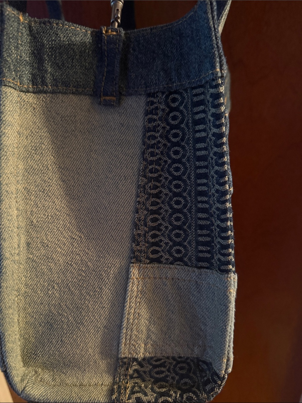 Marc Jacobs Denim Patchwork Tote Bag with White Logo - Picture 8 of 9